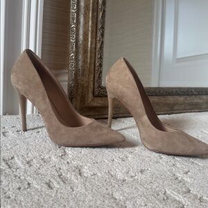 Something Navy Nude/Taupe Suede Heels